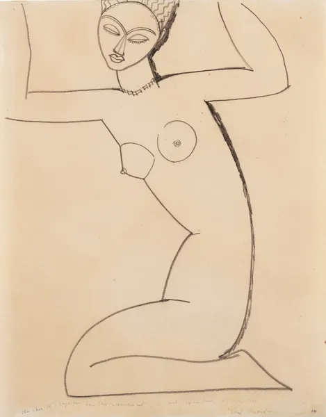 Cariatide agenouillée et assise sur les talons av Amedeo Modigliani