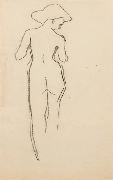 Esquisse de femme nue de dos av Amedeo Modigliani
