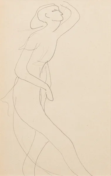 Esquisse de femme nue de profil droit, bras gauche relevé av Amedeo Modigliani