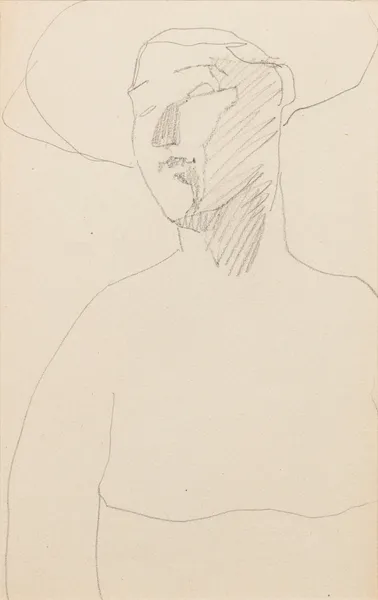 Femme de trois quarts coiffée d’un chapeau av Amedeo Modigliani