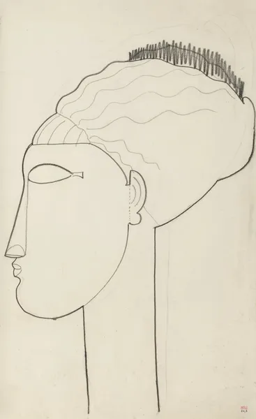 Tête profil gauche av Amedeo Modigliani