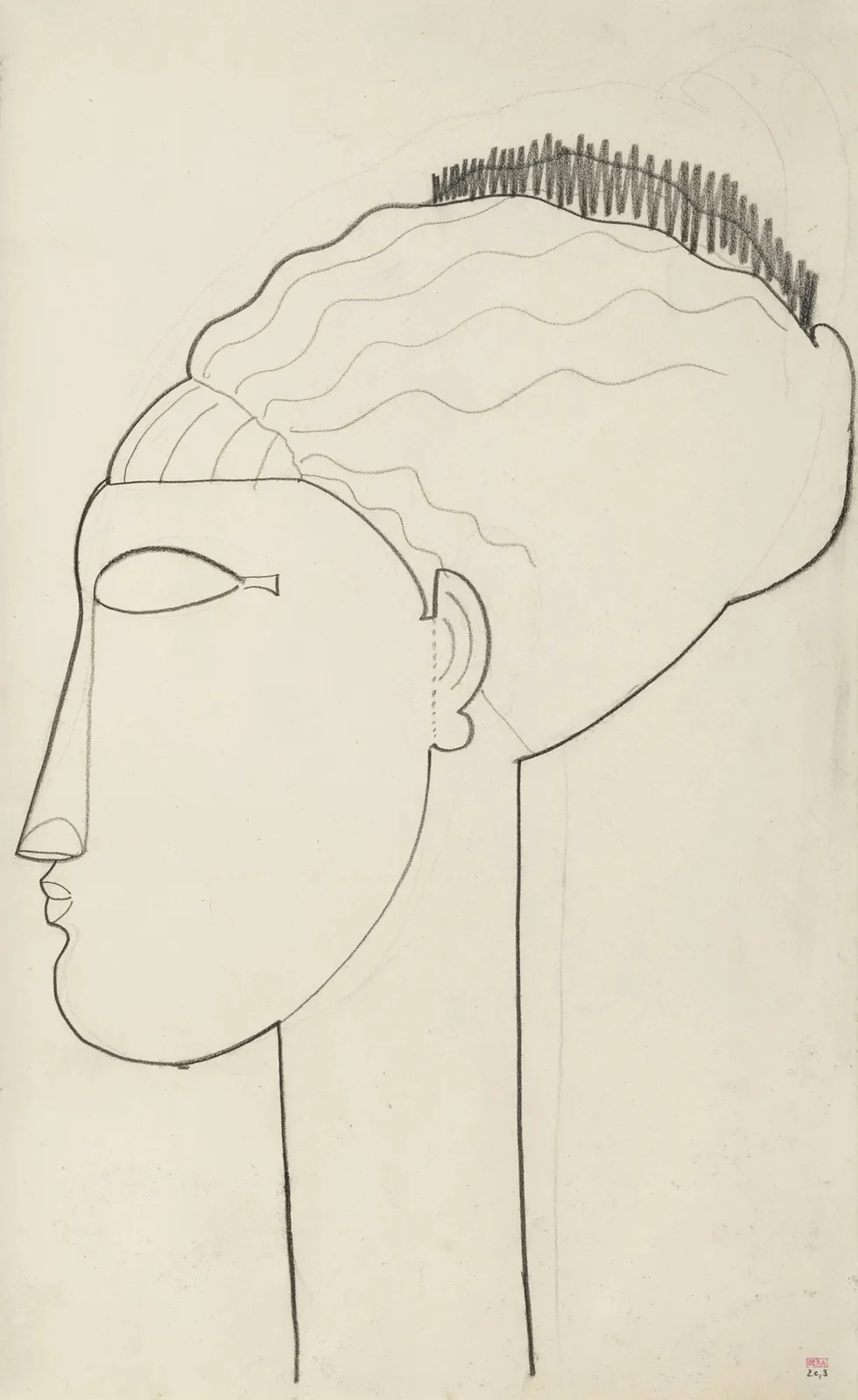 Tête profil gauche av Amedeo Modigliani