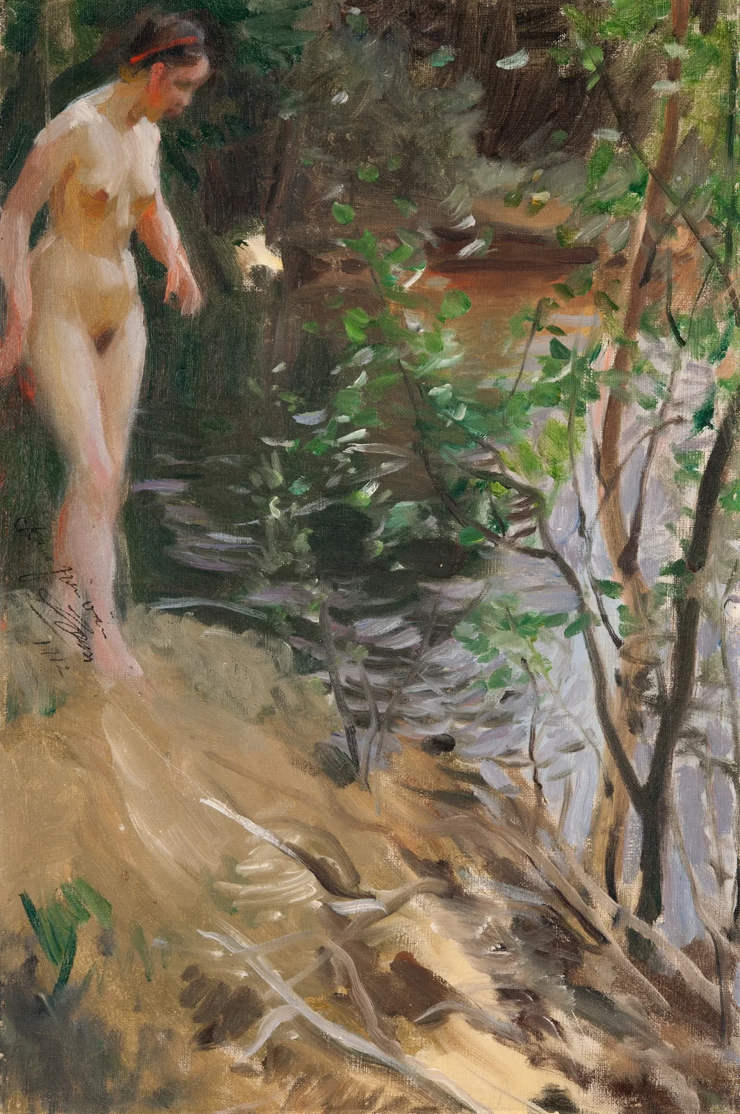 Model at Shore av Anders Zorn