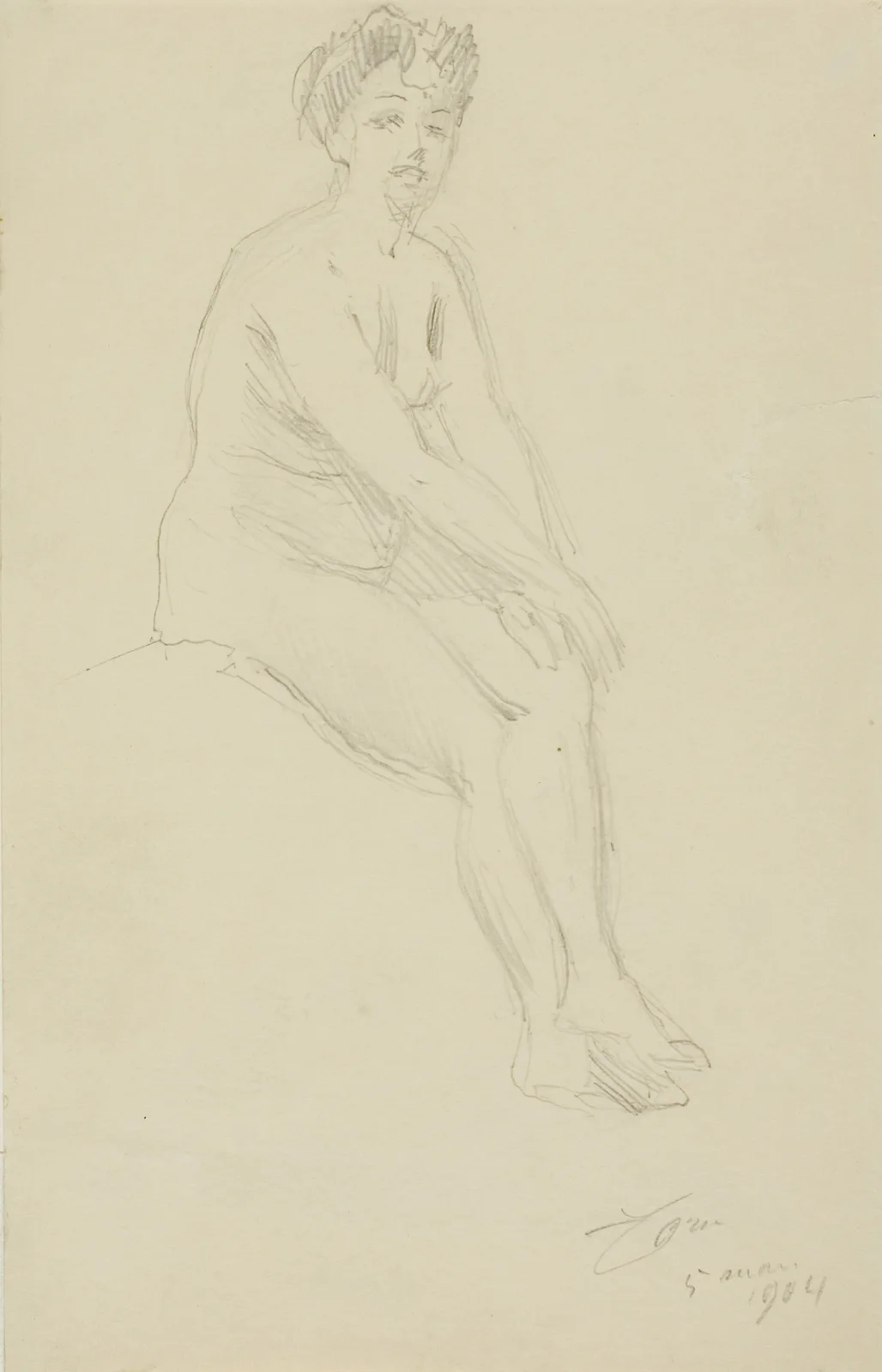 Sittande naken kvinna av Anders Zorn