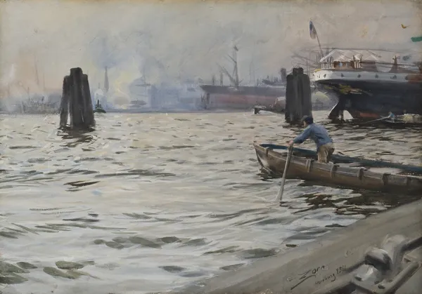 The Port of Hamburg av Anders Zorn