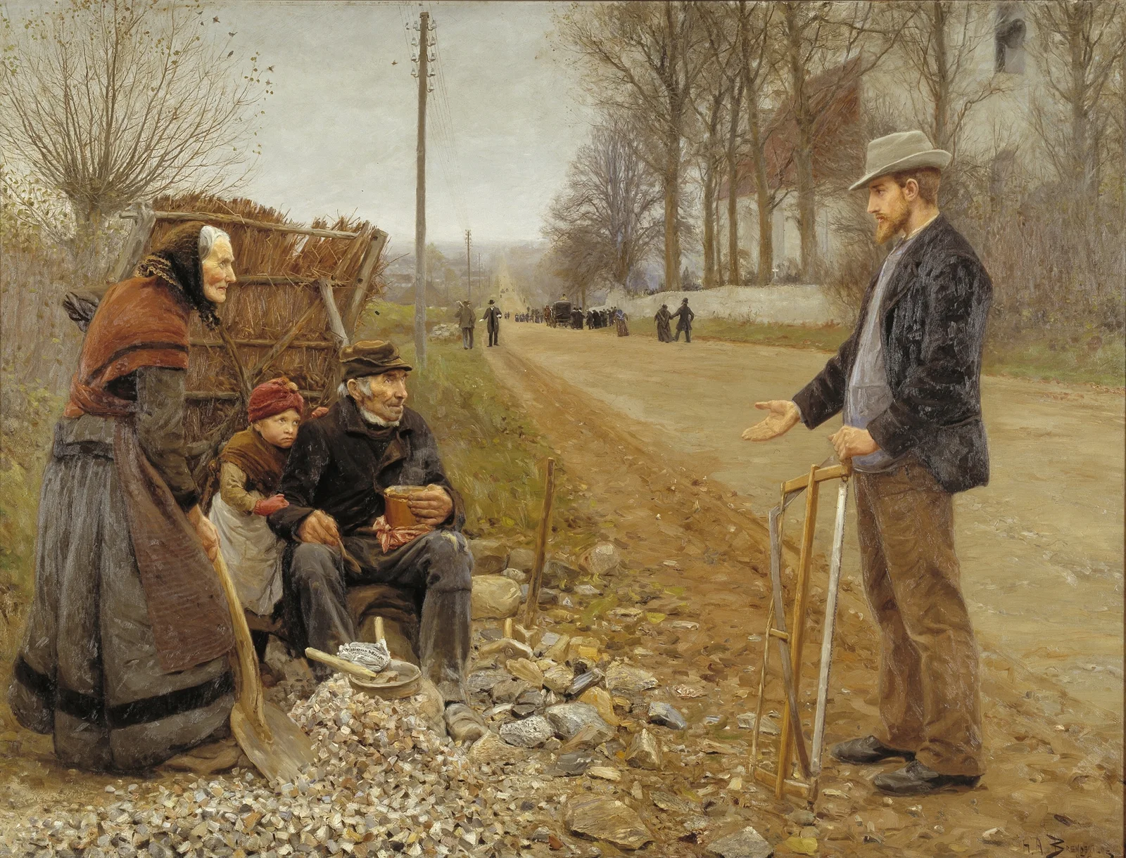 People by a Road av Hans Andersen Brendekilde
