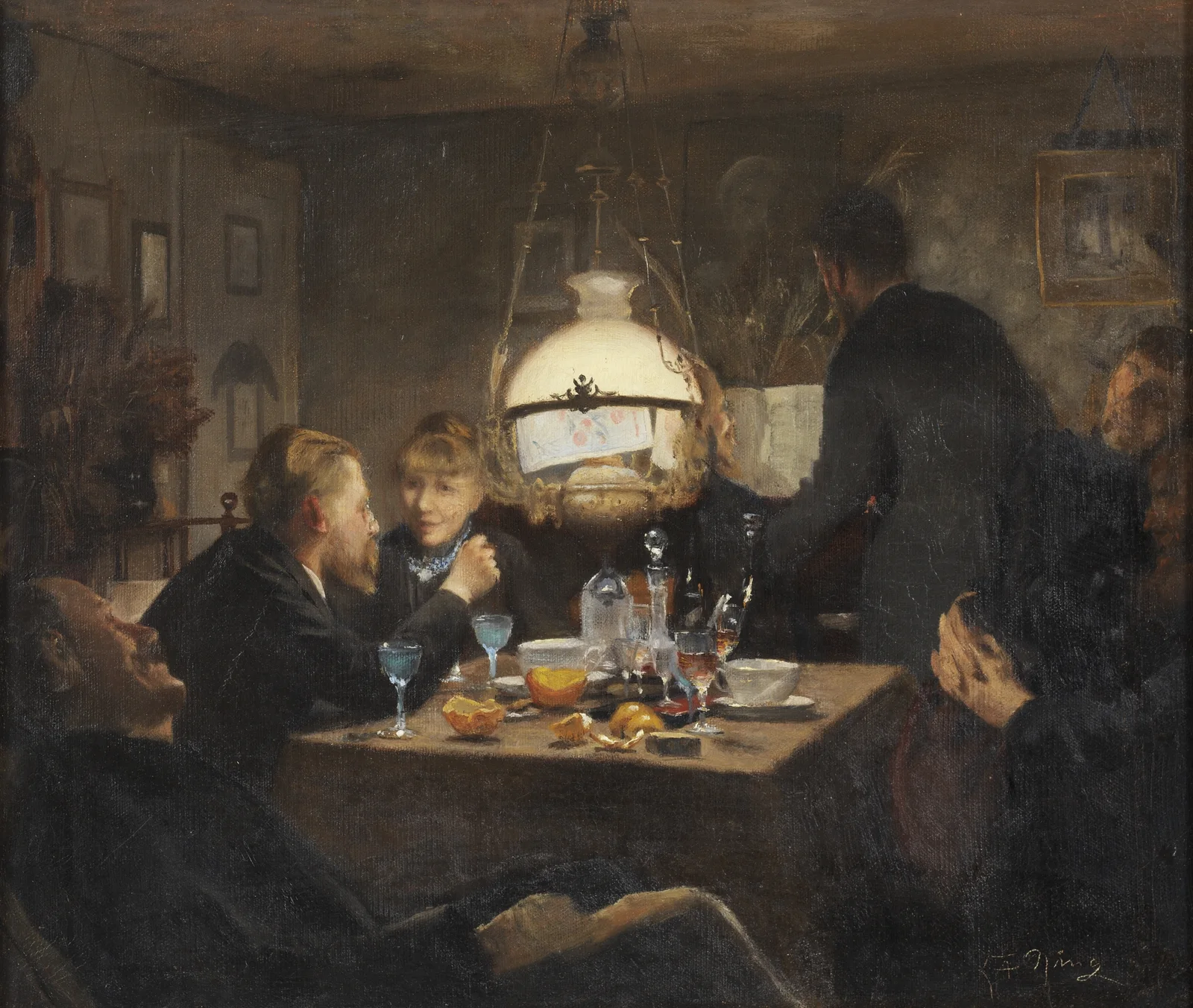 Company in evening light av Laurits Andersen Ring
