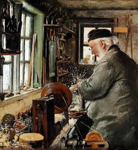 En Drejer ved sin Drejebænk av Laurits Andersen Ring