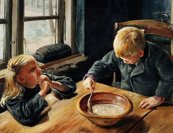 En Dreng og en Pige ved Middagsmaden av Laurits Andersen Ring