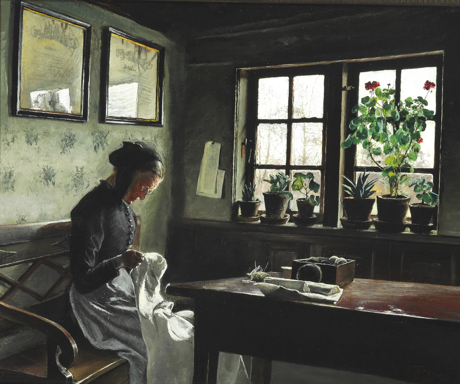 Interiør med syende kone av Laurits Andersen Ring