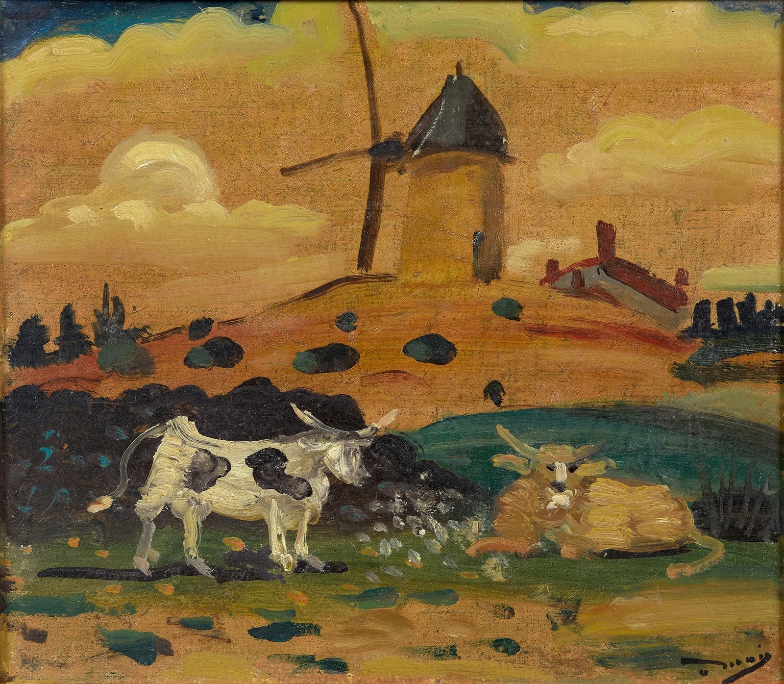Moulin et deux vaches (Ile-de-France) av André Derain