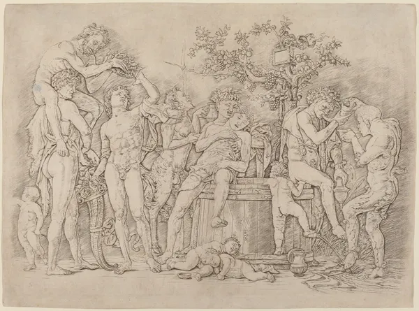 Bacchanal with a Wine Vat, 1475 – nr 1 av Andrea Mantegna