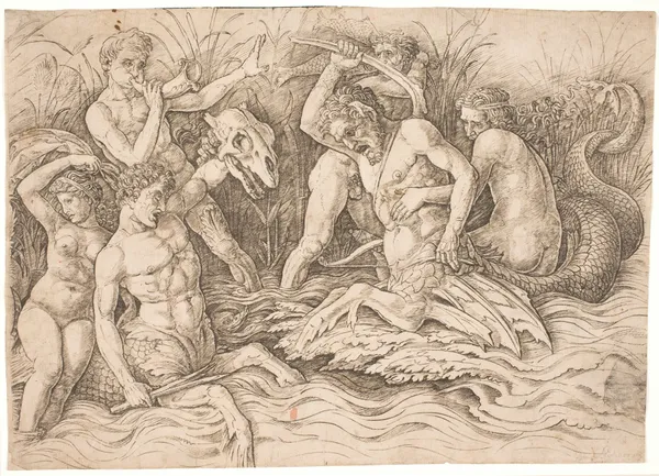 Havgudernes kamp, højre halvdel av Andrea Mantegna