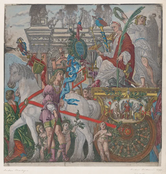 Julius Caesar in his horse-drawn chariot av Andrea Mantegna