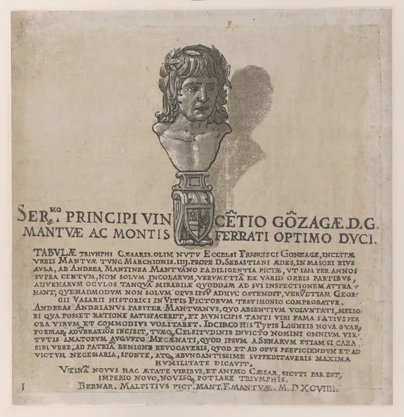 Title page, from ;The Triumph of Julius Caesar; av Andrea Mantegna