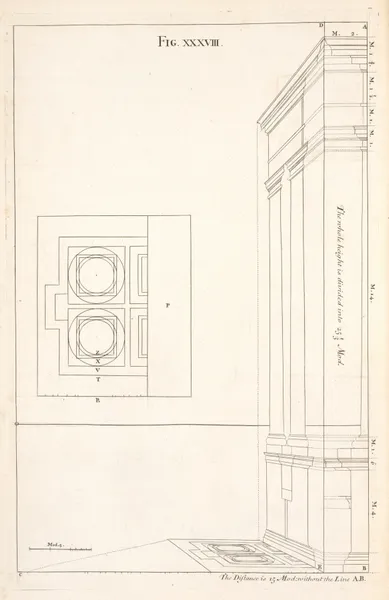 Preparatory to the thirty-ninth. [Outline and perspective lines.] av Andrea Pozzo