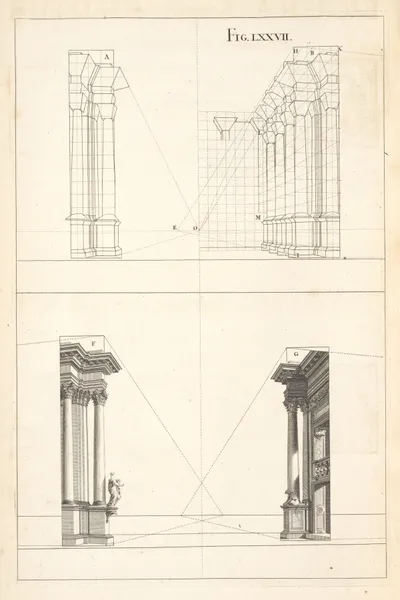 The manner of making the net-work or squares, and painting the scenes of theaters. av Andrea Pozzo