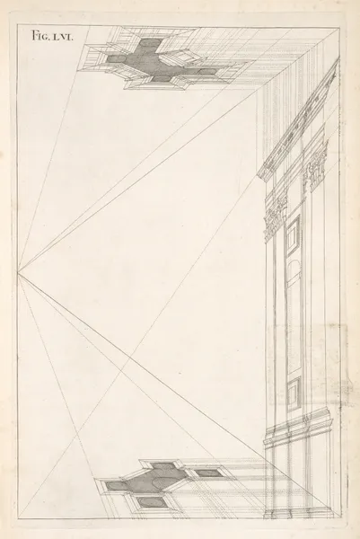 The perspective plans and upright of the Corinthian design foregoing. av Andrea Pozzo