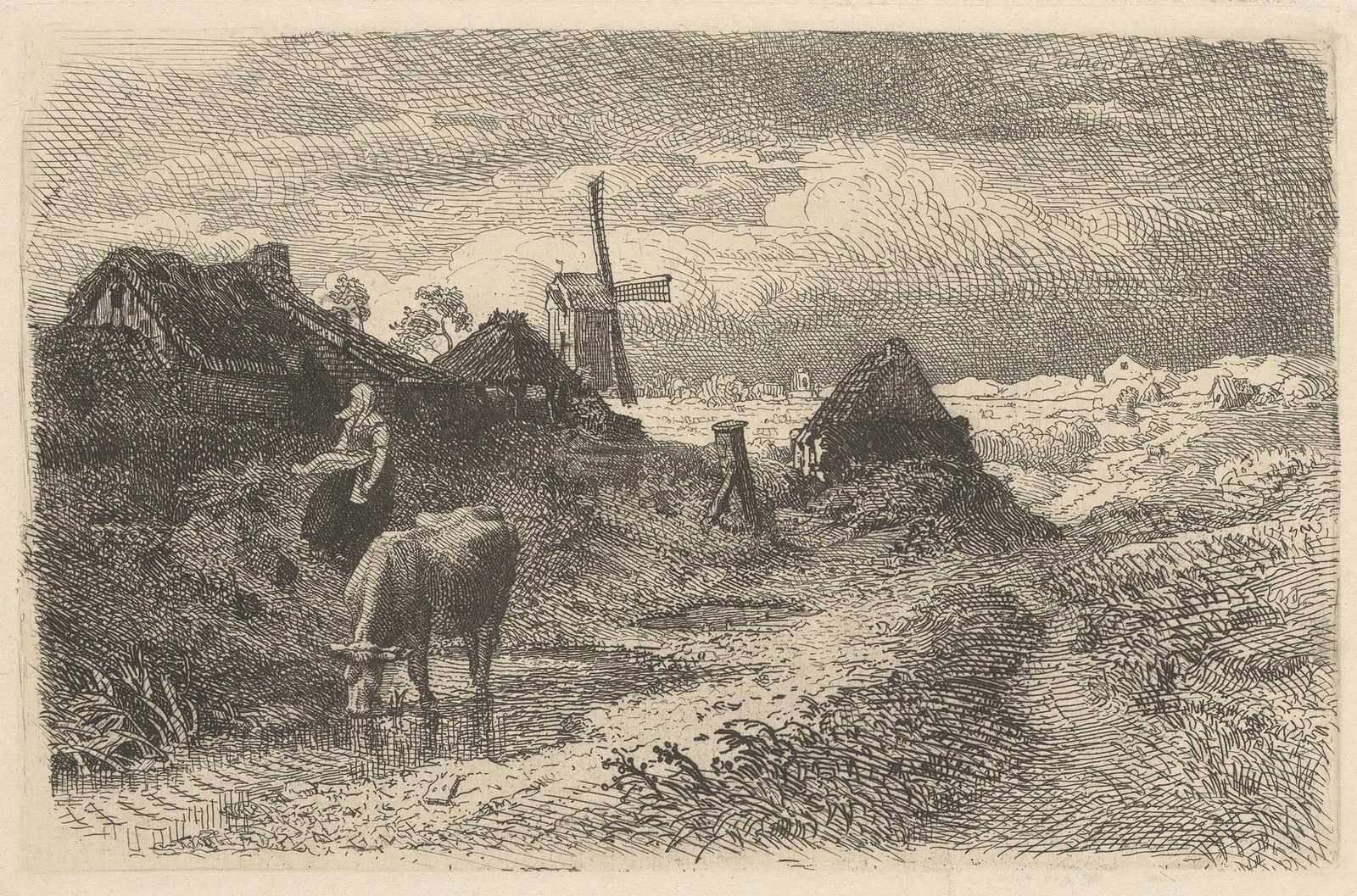 Landscape with a Cow av Andreas Achenbach