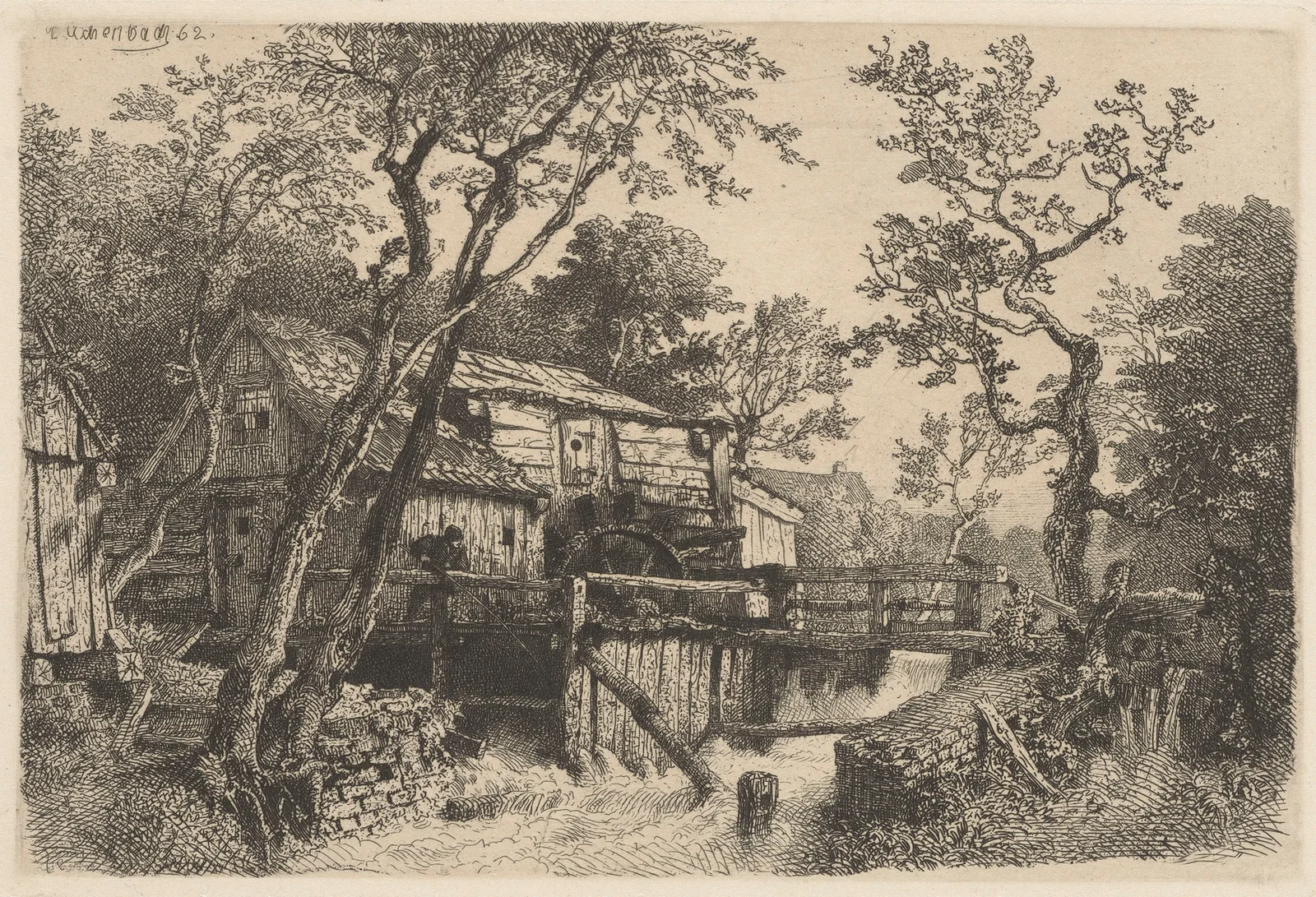 Landscape with a Mill av Andreas Achenbach