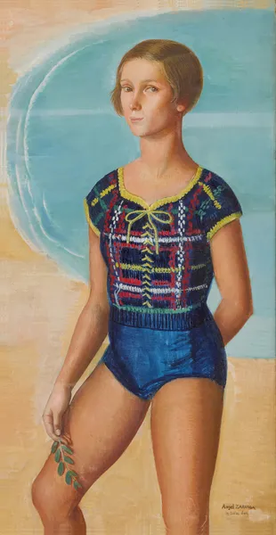 Baigneuse, côte d’émeraude (Portrait of Martine Abraham) av Ángel Zárraga