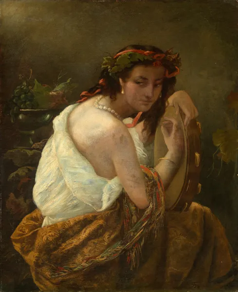 Gypsy with tambourine av Anselm Feuerbach