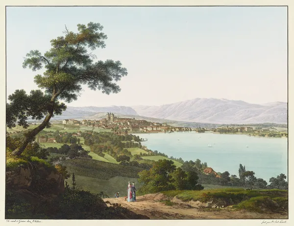 Vue de Genève, depuis Cologny av Jean-Antoine Linck