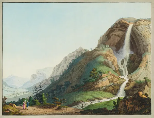 Vue de la Cascade de l’Arpenas av Jean-Antoine Linck