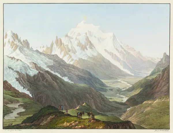 Vue du Mont-Blanc, prise du Sommet du Col de Balme av Jean-Antoine Linck