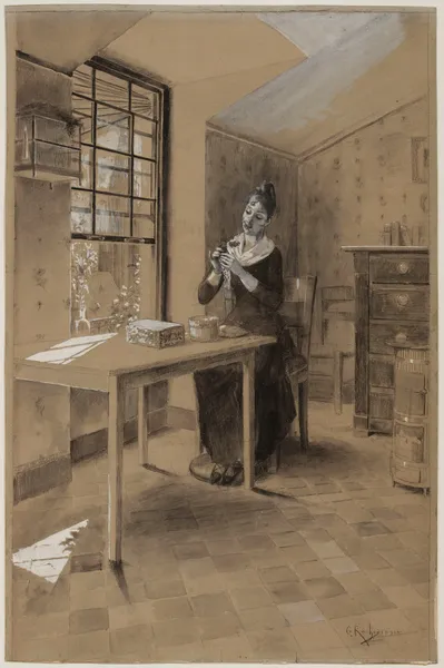 Regard jeté dans une mansarde av Georges Antoine Rochegrosse