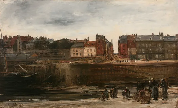 Vue présumée d’un port en Normandie av Antoine Vollon