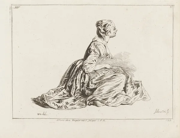 Costume Plate No. 199 av Jean-Antoine Watteau
