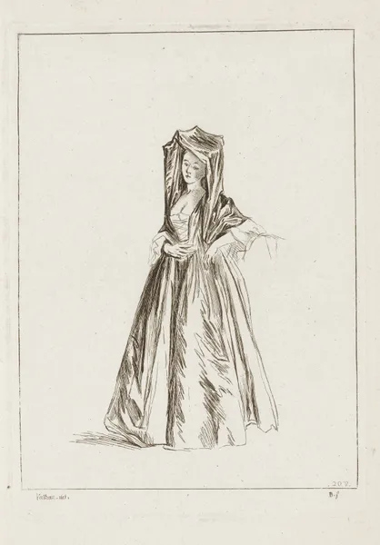 Costume Plate No. 208 av Jean-Antoine Watteau