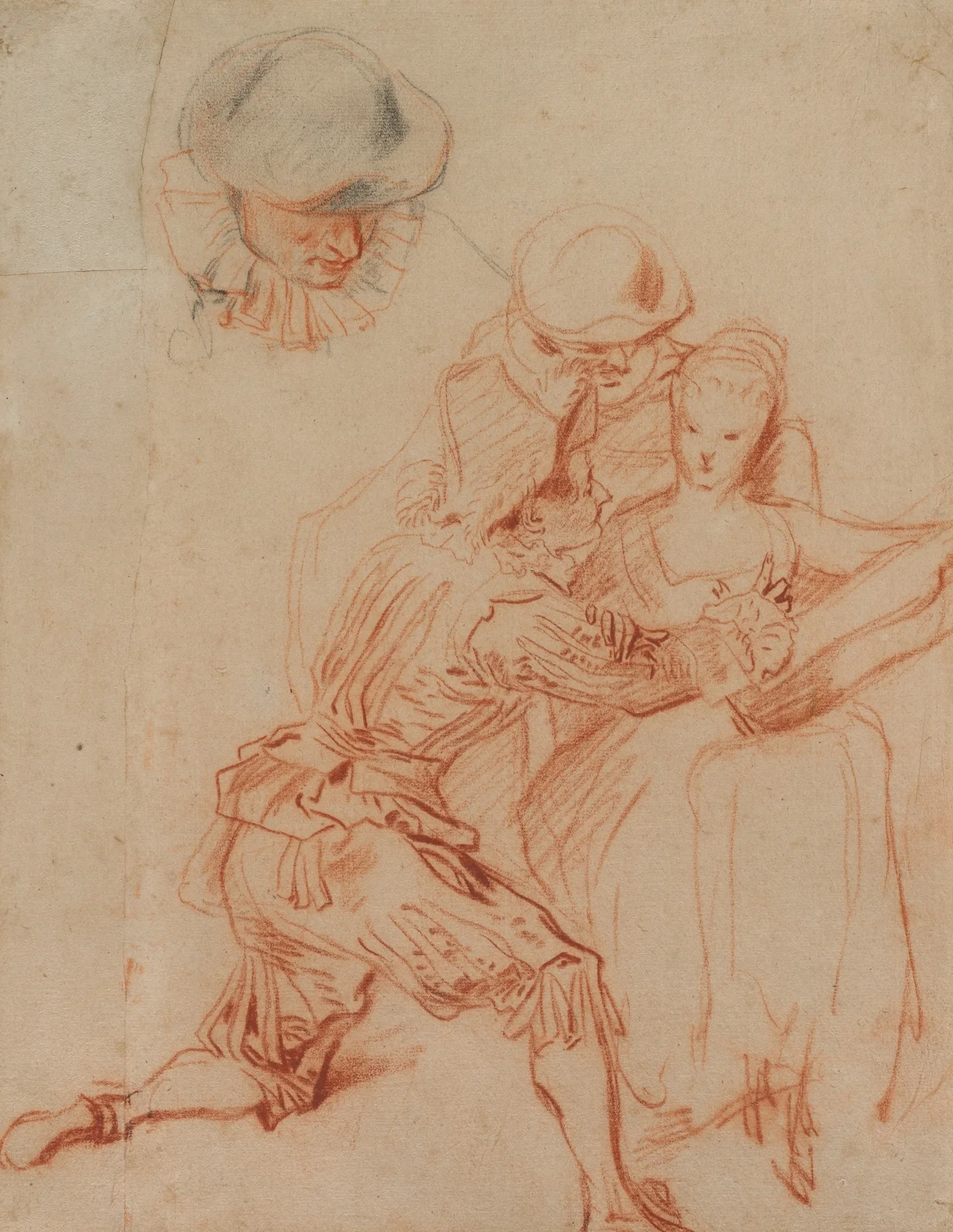 Study for “The Romancer” (Le Conteur) av Jean-Antoine Watteau