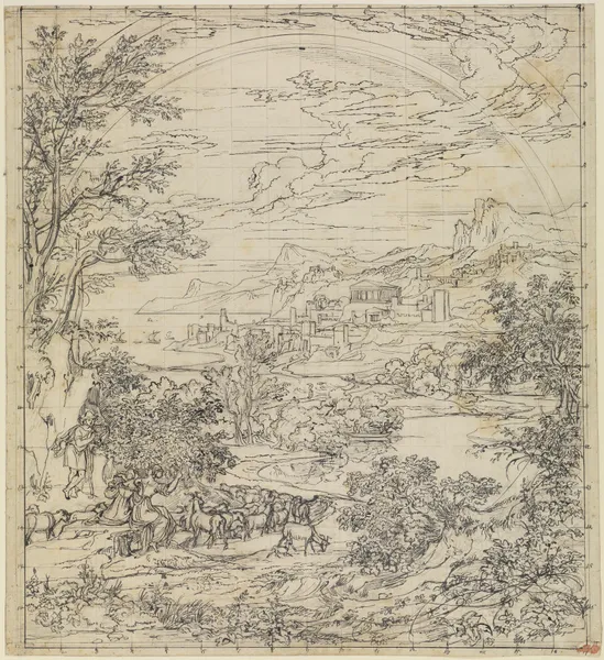 Heroische Landschaft mit Regenbogen – nr 1 av Joseph Anton Koch