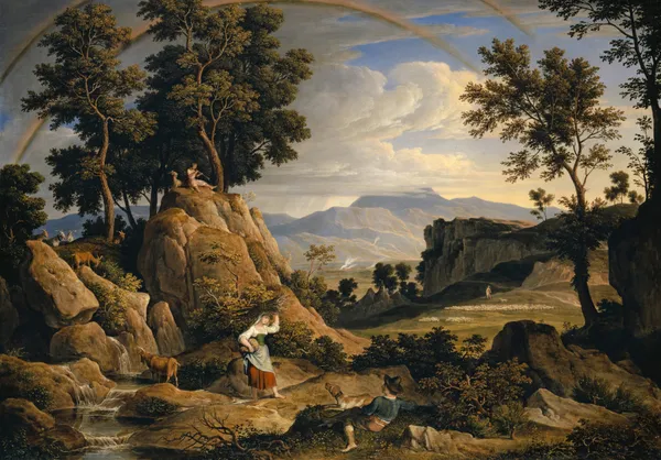 Landscape near Olevano with Rainbow av Joseph Anton Koch