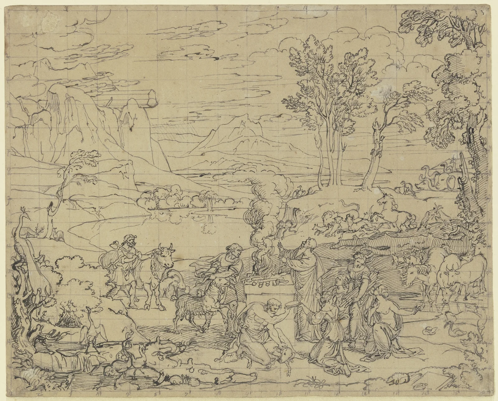 Landschaft mit dem Dankopfer Noahs av Joseph Anton Koch