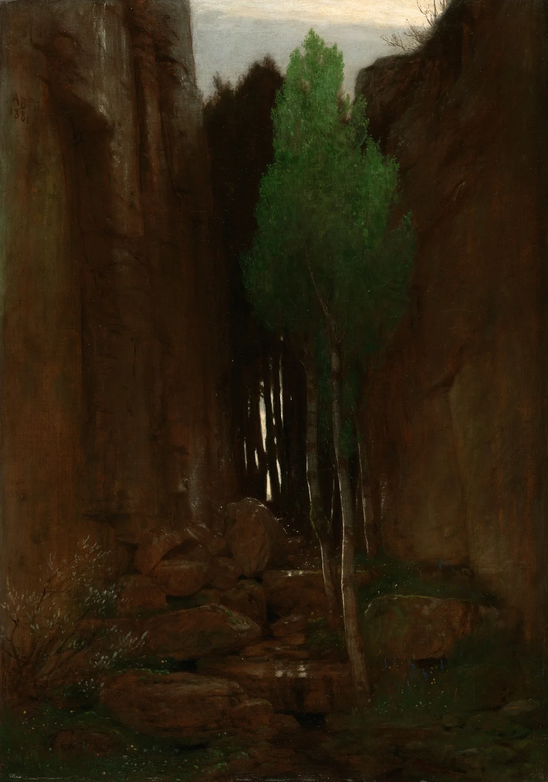 Spring in a Narrow Gorge (Quell in einer Felsschluct) av Arnold Böcklin