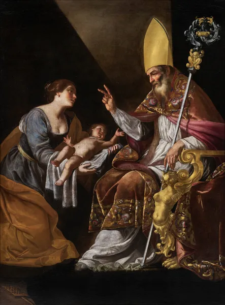 A Woman presenting her Child to Saint Blaise av Artemisia Gentileschi