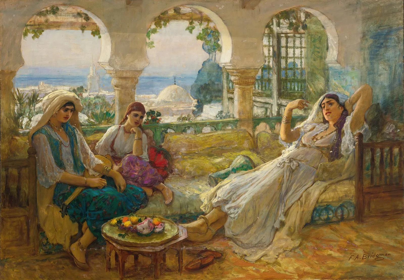 On The Terrace av Frederick Arthur Bridgman