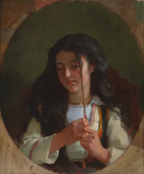 Study of a Young Girl, Pont Aven av Frederick Arthur Bridgman