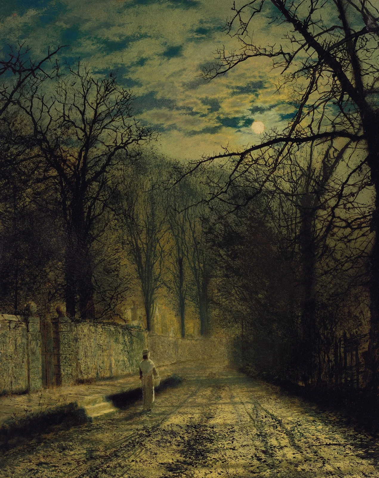 A Moonlit Street av John Atkinson Grimshaw