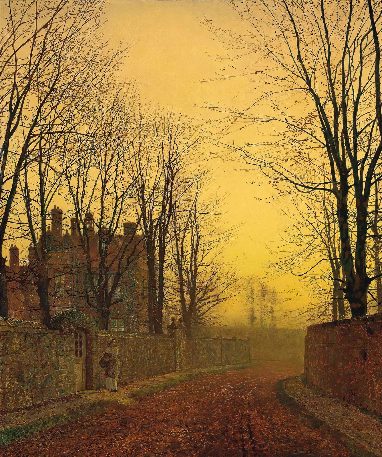 An autumn lane, 1886 av John Atkinson Grimshaw