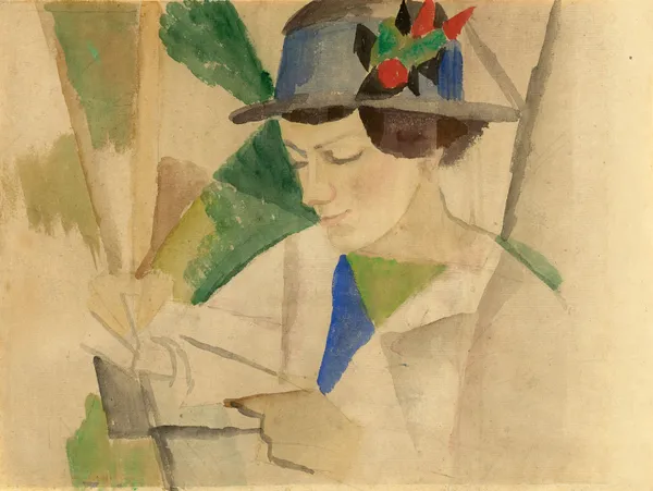 Die Frau des Malers, lesend av August Macke