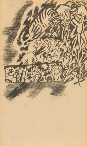 Entwurf zur Tigerjagd av August Macke