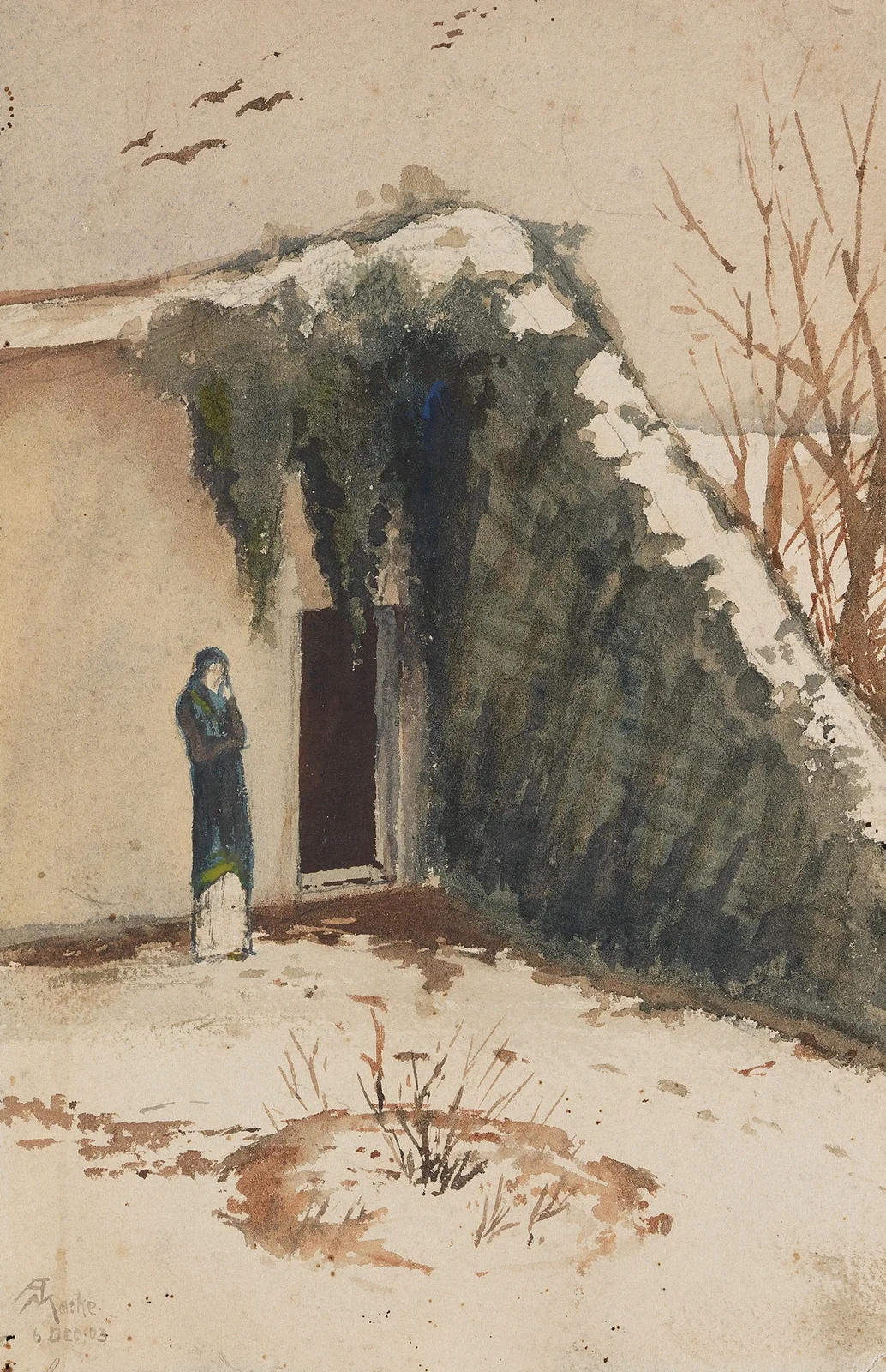Frau im Innenhof av August Macke