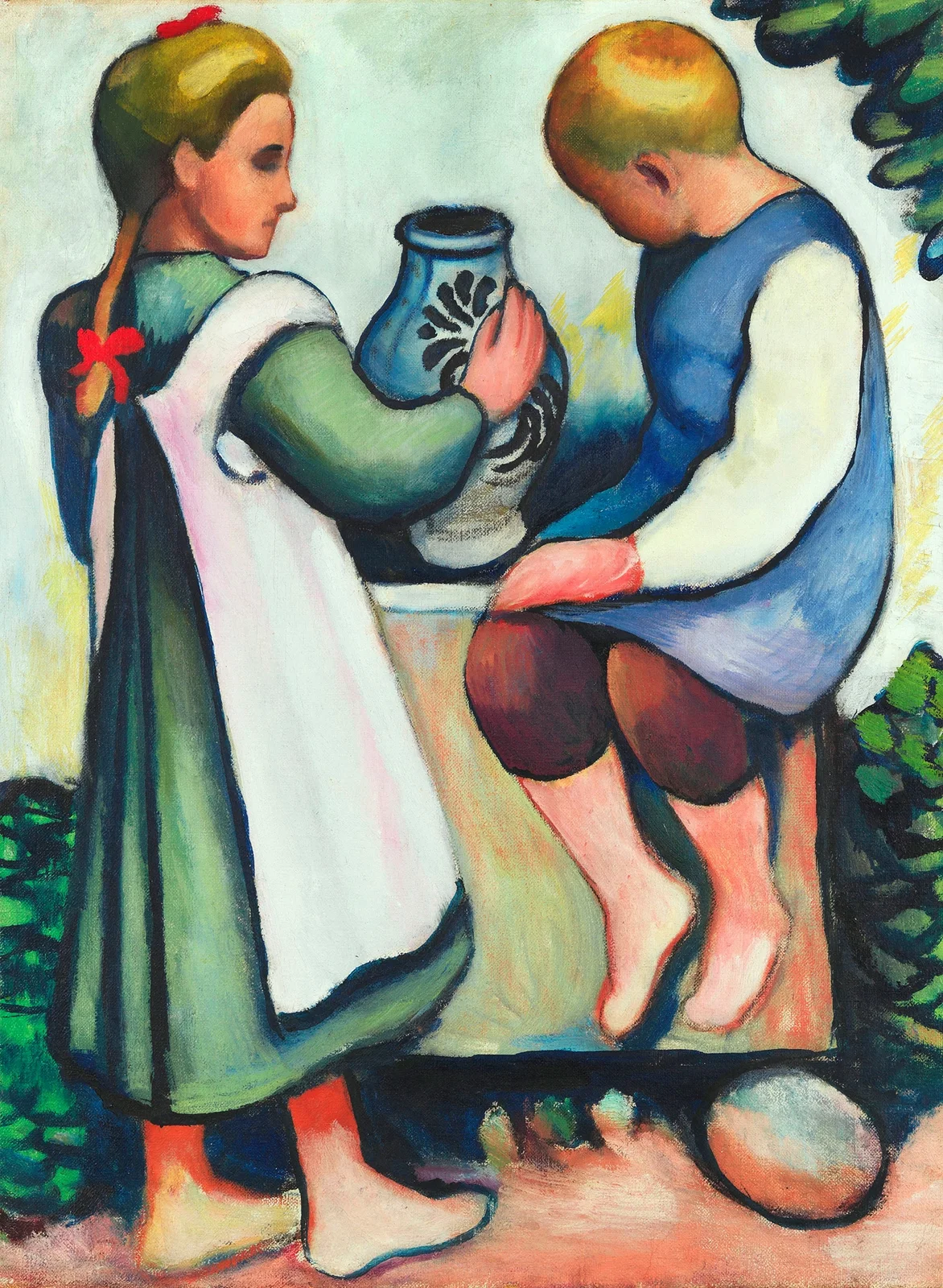 Kinder am Brunnen II av August Macke
