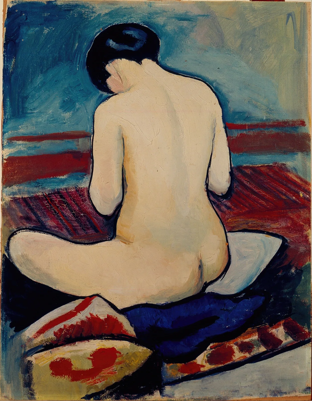 Sitting Nude with Pillow av August Macke