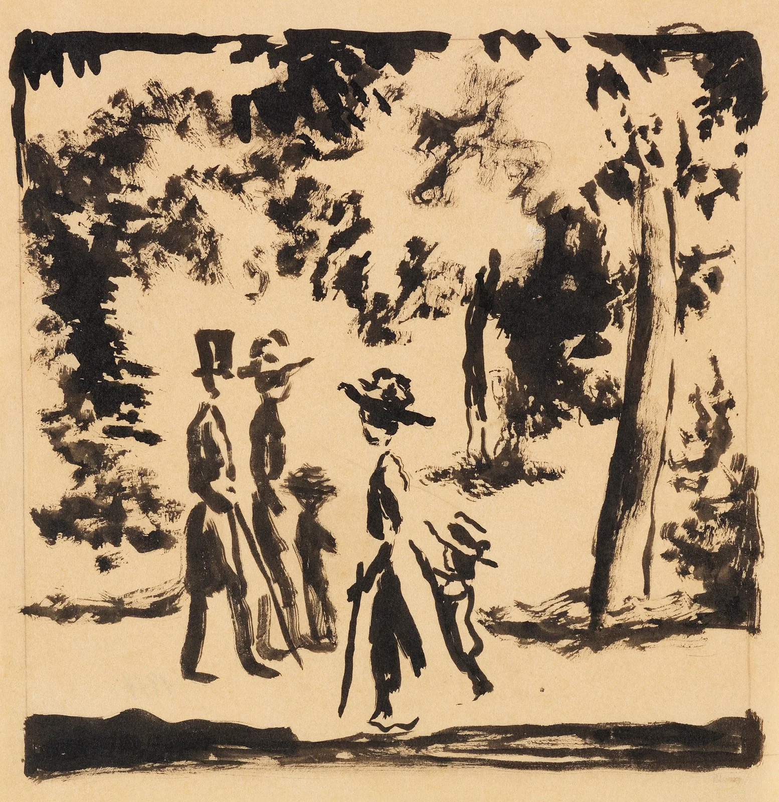 Spaziergänger im Park av August Macke