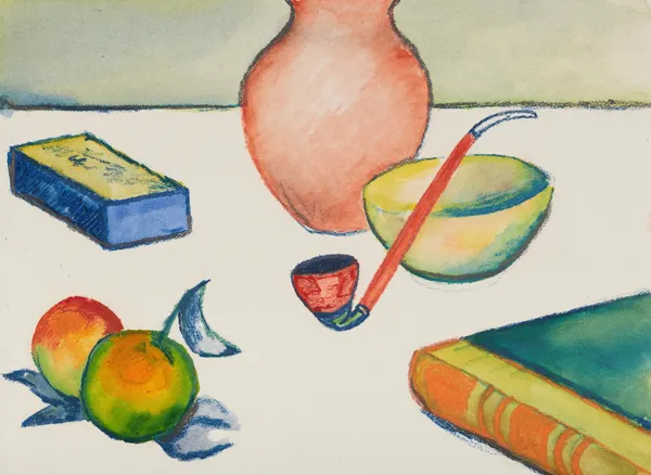 Stilleben mit Pfeife und Äpfeln av August Macke